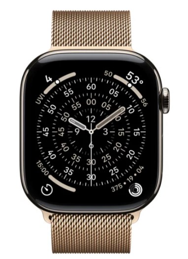 Умные часы Watch Series 11 LTE 46 мм (титановый корпус, природный/золотистый, миланская петля)