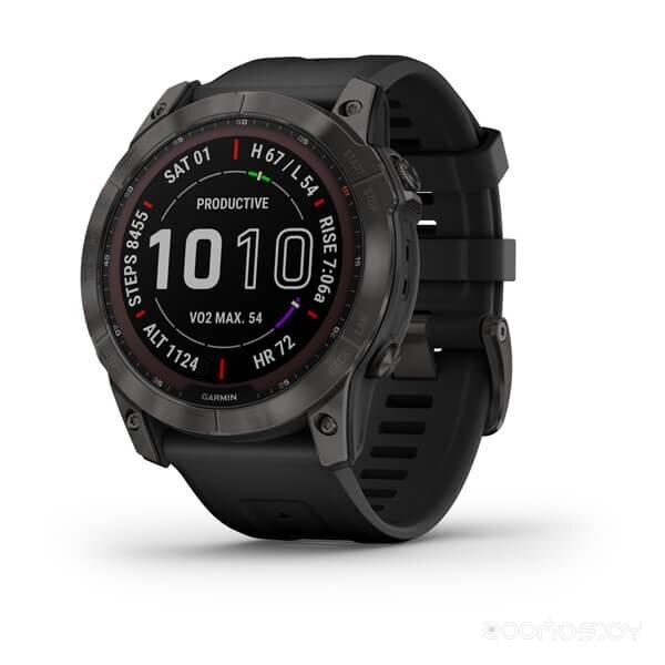 Умные часы Garmin Fenix 7X Pro Sapphire Solar (карбоново-серый титан/черный, с титановым и силиконовым ремешками)