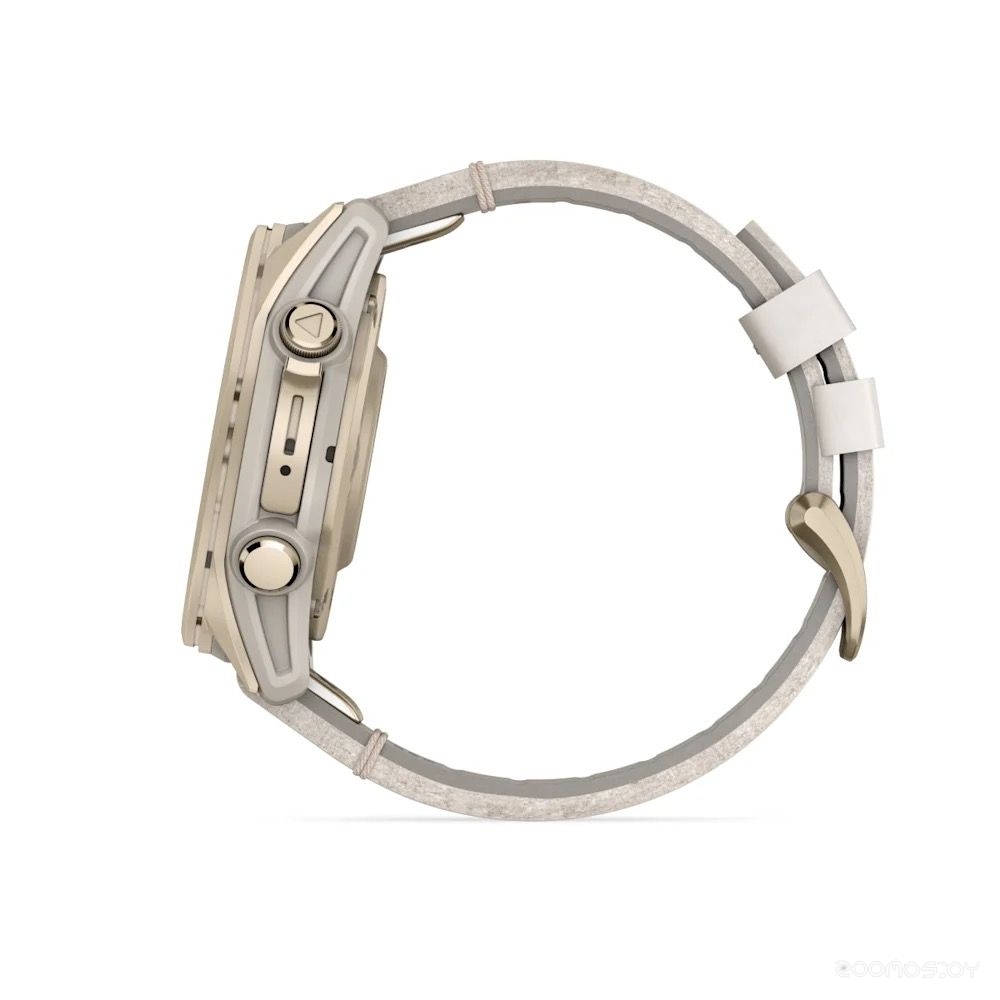 Умные часы Garmin Fenix 8 Sapphire 43мм (золотистый, серый кожаный ремешок)