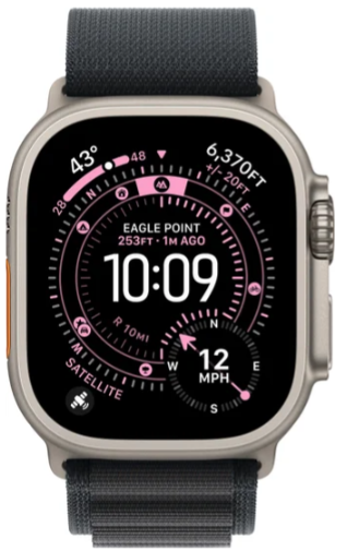 Умные часы Apple Watch Ultra 3 LTE 49 мм (титановый корпус природный/черный текстильный ремешок размера)