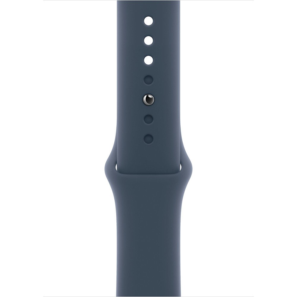 Apple Watch Series 9 45 мм (алюминиевый корпус, серебристый/грозовой синий, спортивный силиконовый ремешок M/L)