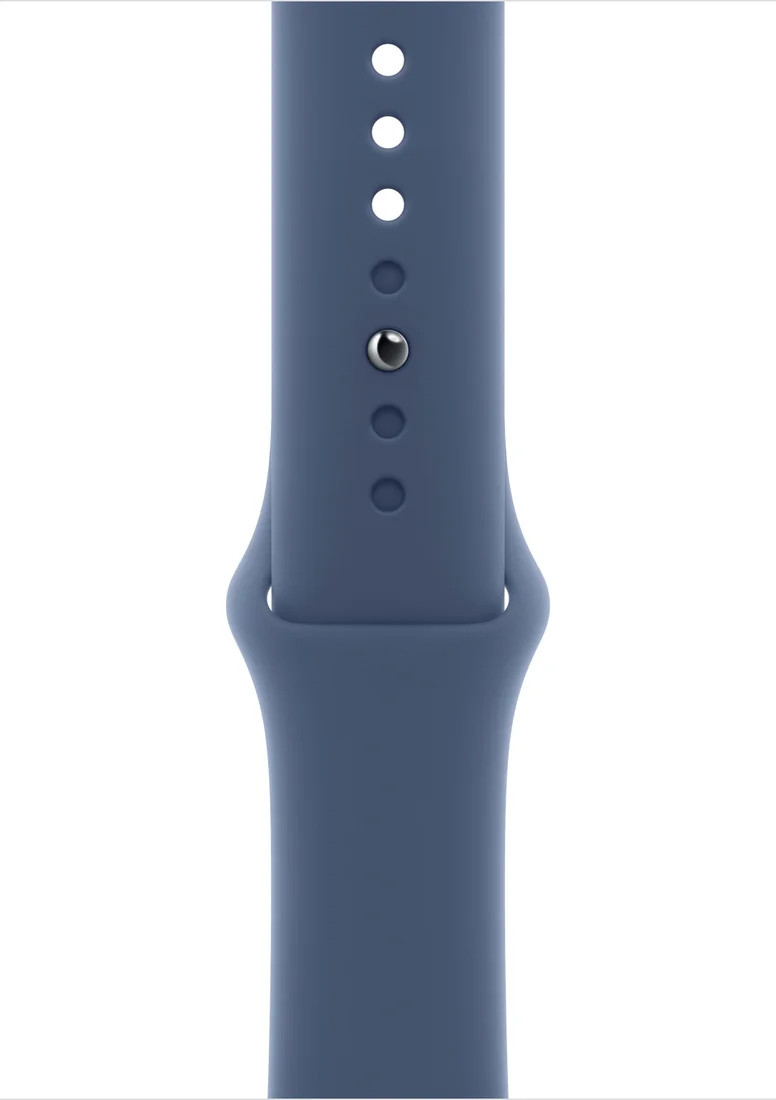 Apple Watch Series 10 46 мм (алюминиевый корпус, серебристый/синий, спортивный силиконовый ремешок)