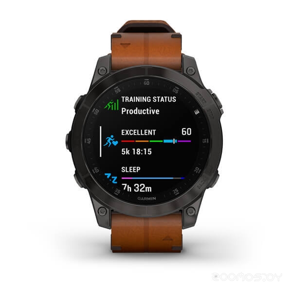 Умные часы Garmin Epix Sapphire Gen 2 (черный титан/каштановый кожа)