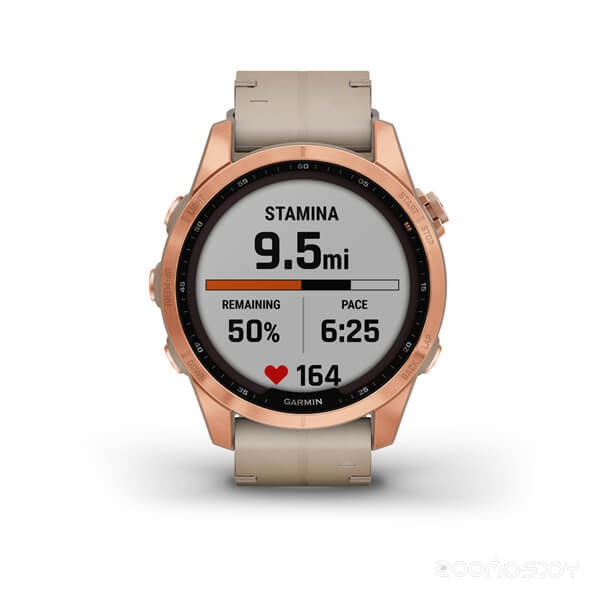 Умные часы Garmin Fenix 7S Solar (розовое золото/песочный)