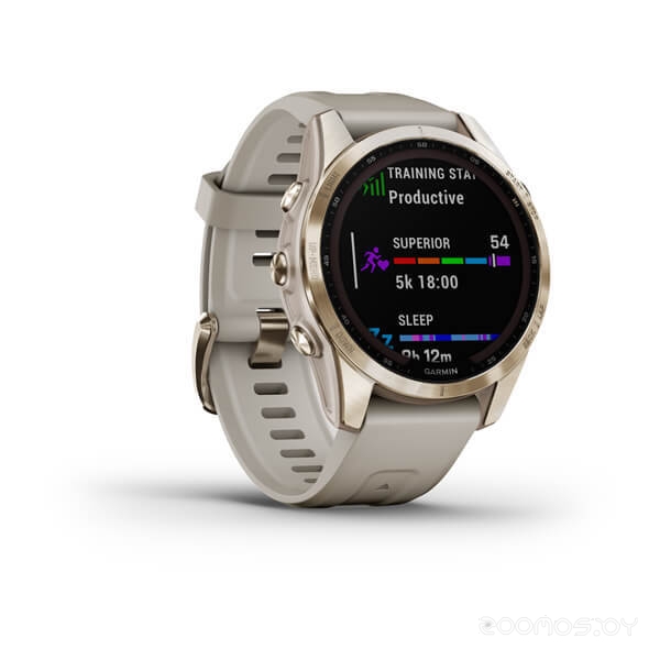 Умные часы Garmin Fenix 7S Sapphire Solar (кремово-золотой титан/песочный)
