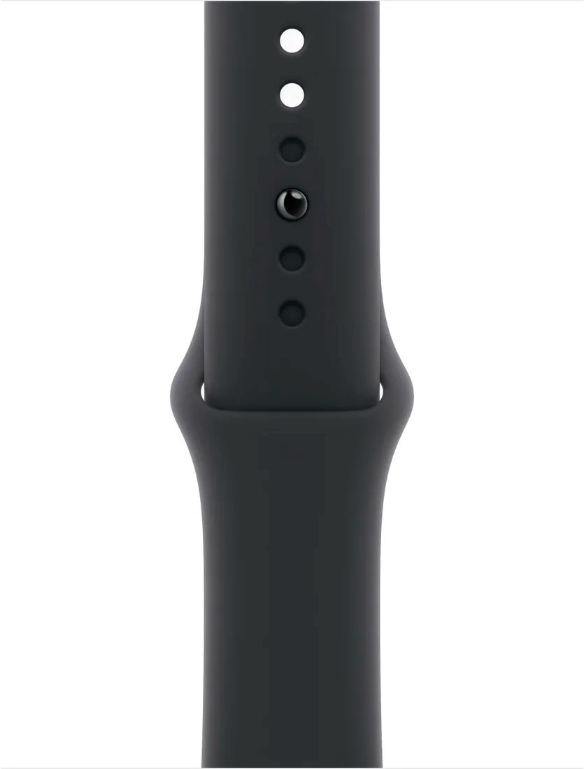 Apple Watch Series 10 42 мм (алюминиевый корпус, черный/черный, спортивный силиконовый ремешок)