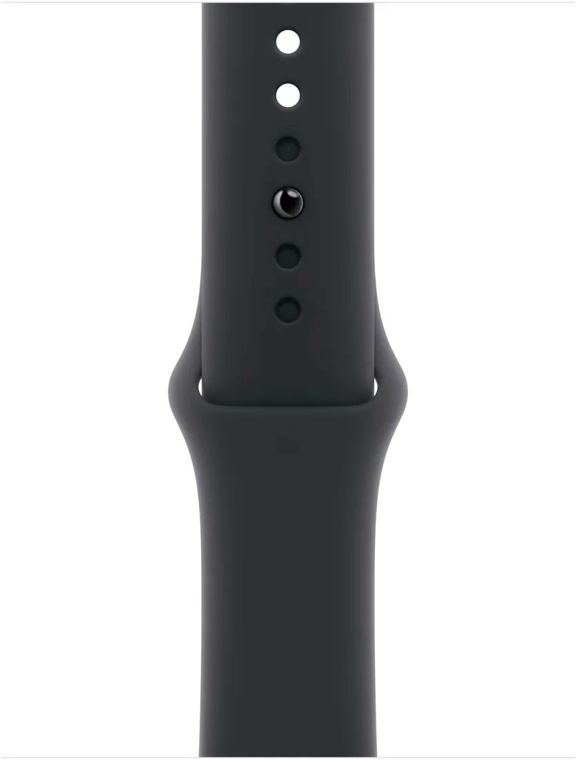 Apple Watch Series 10 42 мм (алюминиевый корпус, серебристый/черный, спортивный силиконовый ремешок)