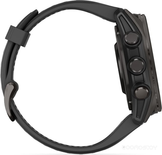 Умные часы Garmin Fenix 8 Sapphire 43мм (титановый угольно-черный DLC, пепельно-серый ремешок)