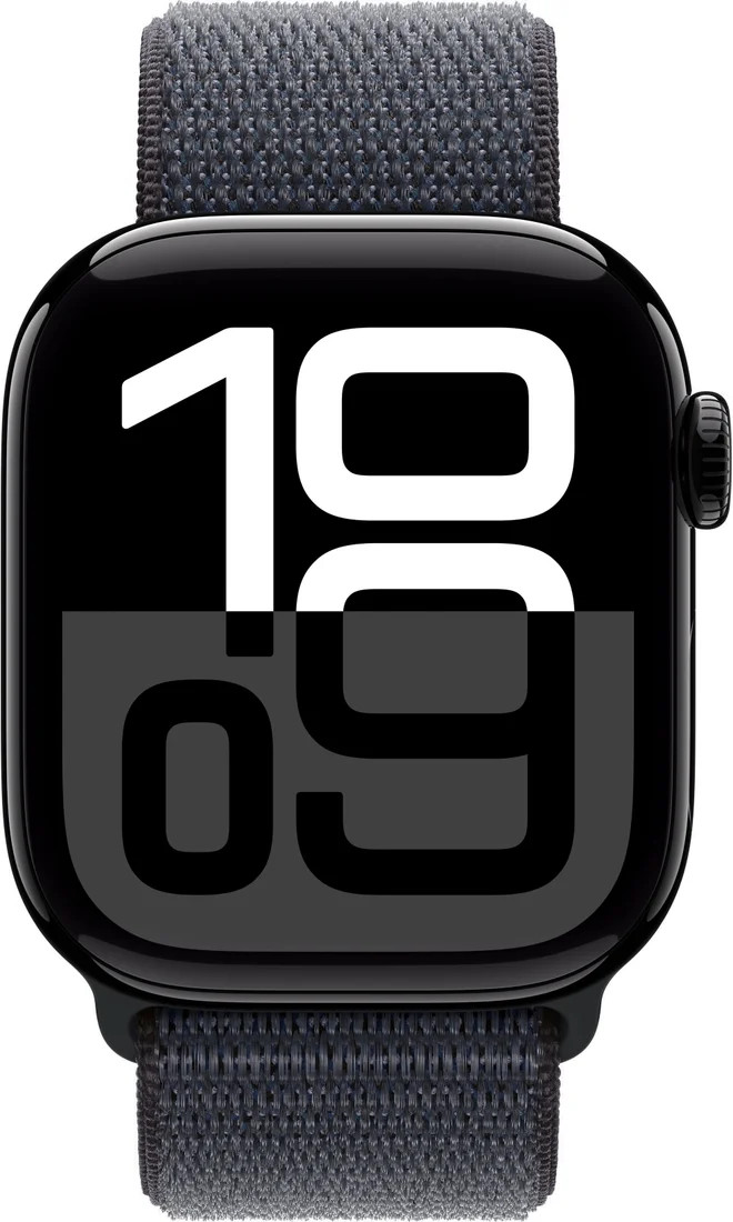 Apple Watch Series 10 42 мм (алюминиевый корпус, черный/темно-серый, нейлоновый ремешок)
