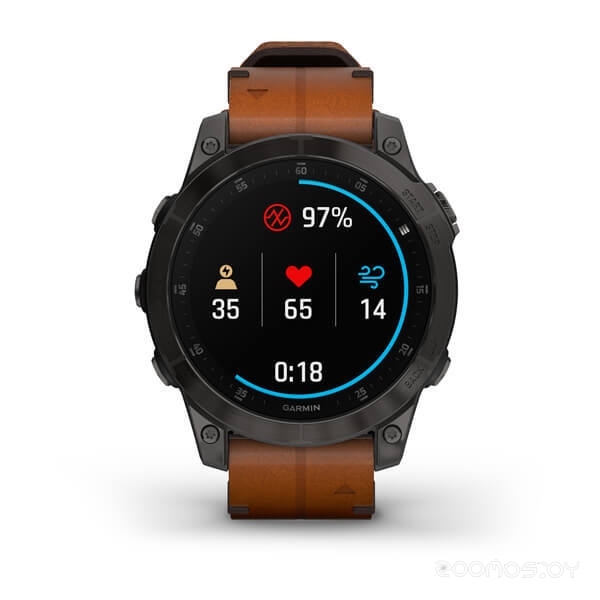 Умные часы Garmin Epix Sapphire Gen 2 (черный титан/каштановый кожа)