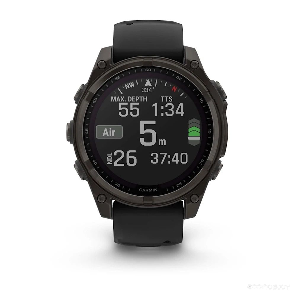 Умные часы Garmin Fenix 8 47мм (серый, черный силиконовый ремешок)