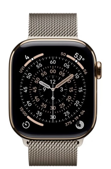Умные часы Watch Series 11 LTE 42 мм (титановый корпус, золотистый/природный, миланская петля)
