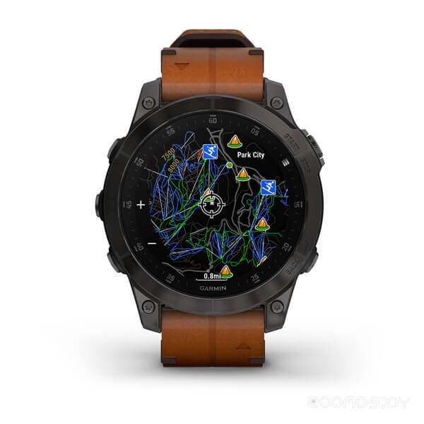 Умные часы Garmin Epix Sapphire Gen 2 (черный титан/каштановый кожа)