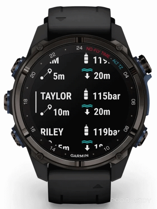 Умные часы Garmin Descent Mk3i 43 мм (карбоново-серый титан, с черным силиконовым ремешком)