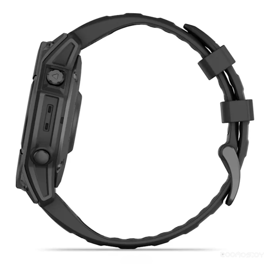 Умные часы Garmin Fenix E 47мм (серая сталь, черный силиконовый ремешок)