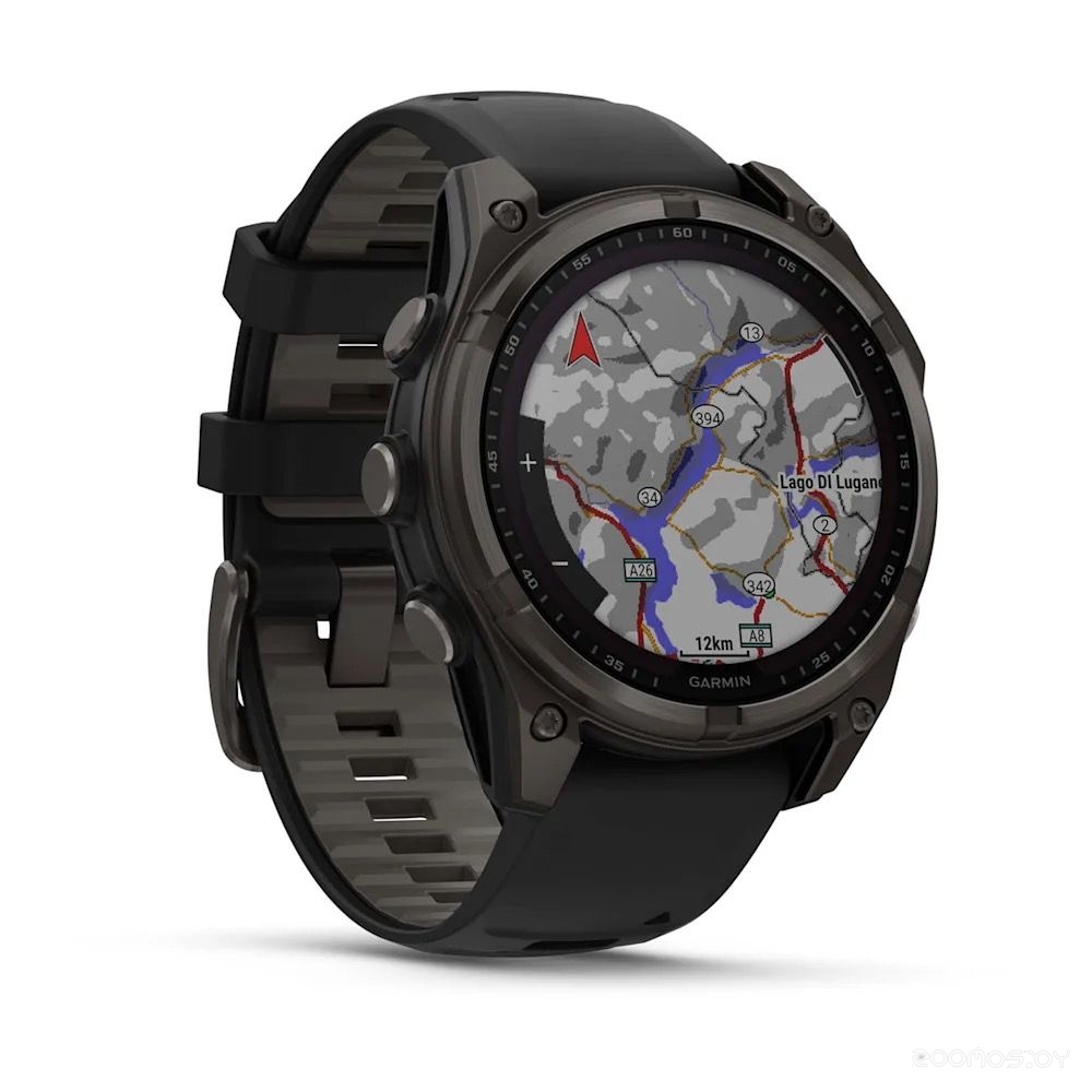 Умные часы Garmin Fenix 8 47мм (серый, черный силиконовый ремешок)