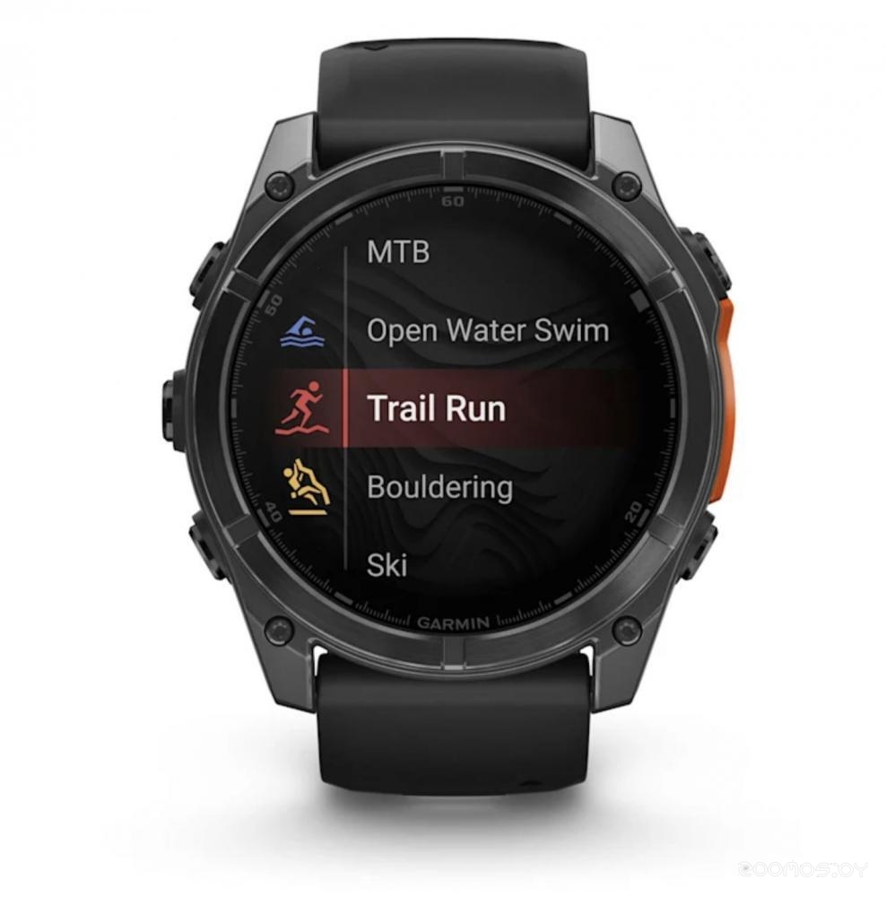 Умные часы Garmin Fenix 8 51мм (серый, черный силиконовый ремешок)