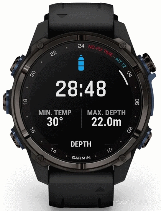 Умные часы Garmin Descent Mk3i 43 мм (карбоново-серый титан, с черным силиконовым ремешком)