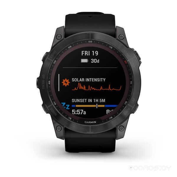 Умные часы Garmin Fenix 7X Pro Sapphire Solar (карбоново-серый титан/черный, с титановым и силиконовым ремешками)