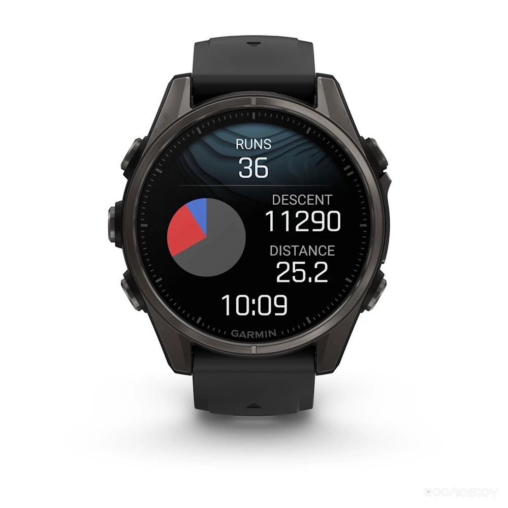 Умные часы Garmin Fenix 8 Sapphire 43мм (титановый угольно-черный DLC, пепельно-серый ремешок)
