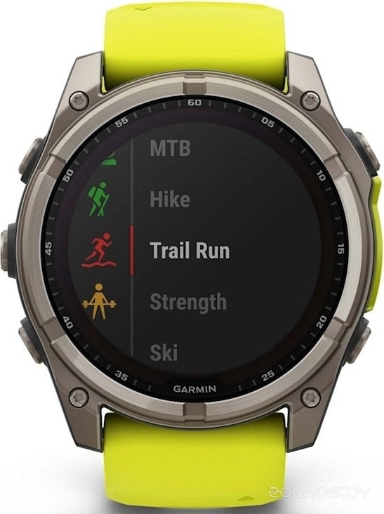 Умные часы Garmin Fenix 8 Solar, Sapphire 51мм (титановый, желтый силиконовый ремешок)