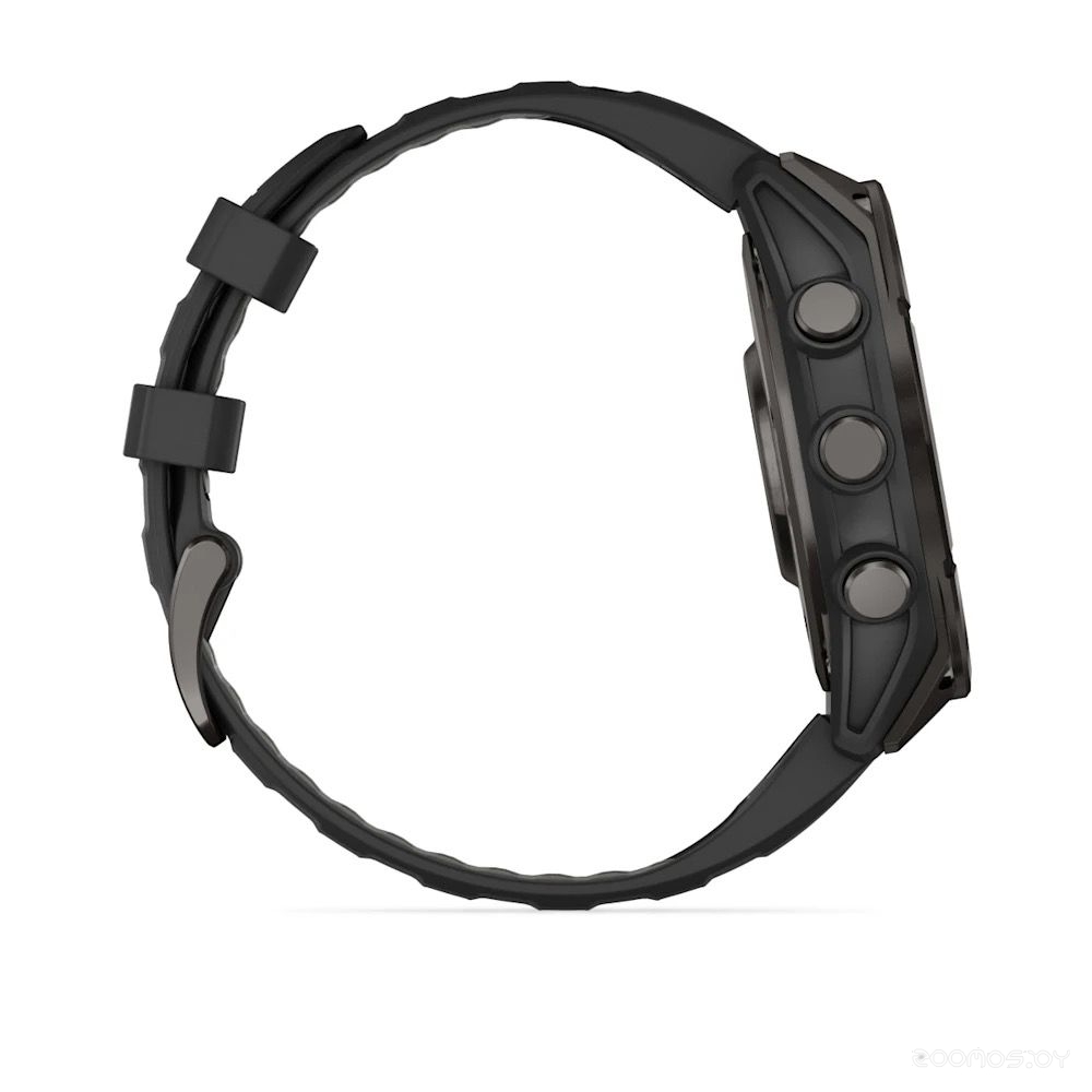 Умные часы Garmin Fenix 8 Sapphire, Titanium 47мм (угольно-черный DLC, пепельно-черный силиконовый ремешок)