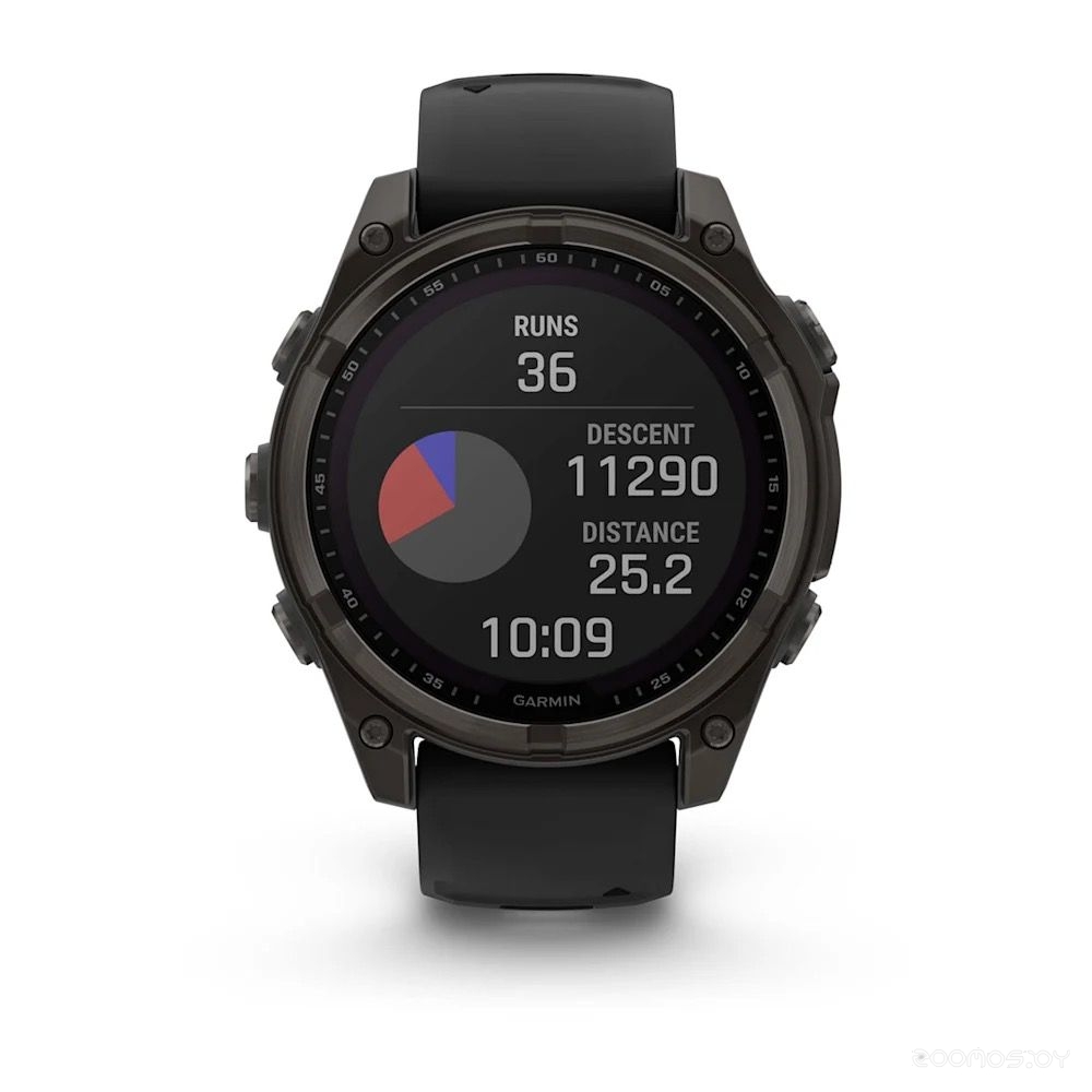 Умные часы Garmin Fenix 8 47мм (серый, черный силиконовый ремешок)