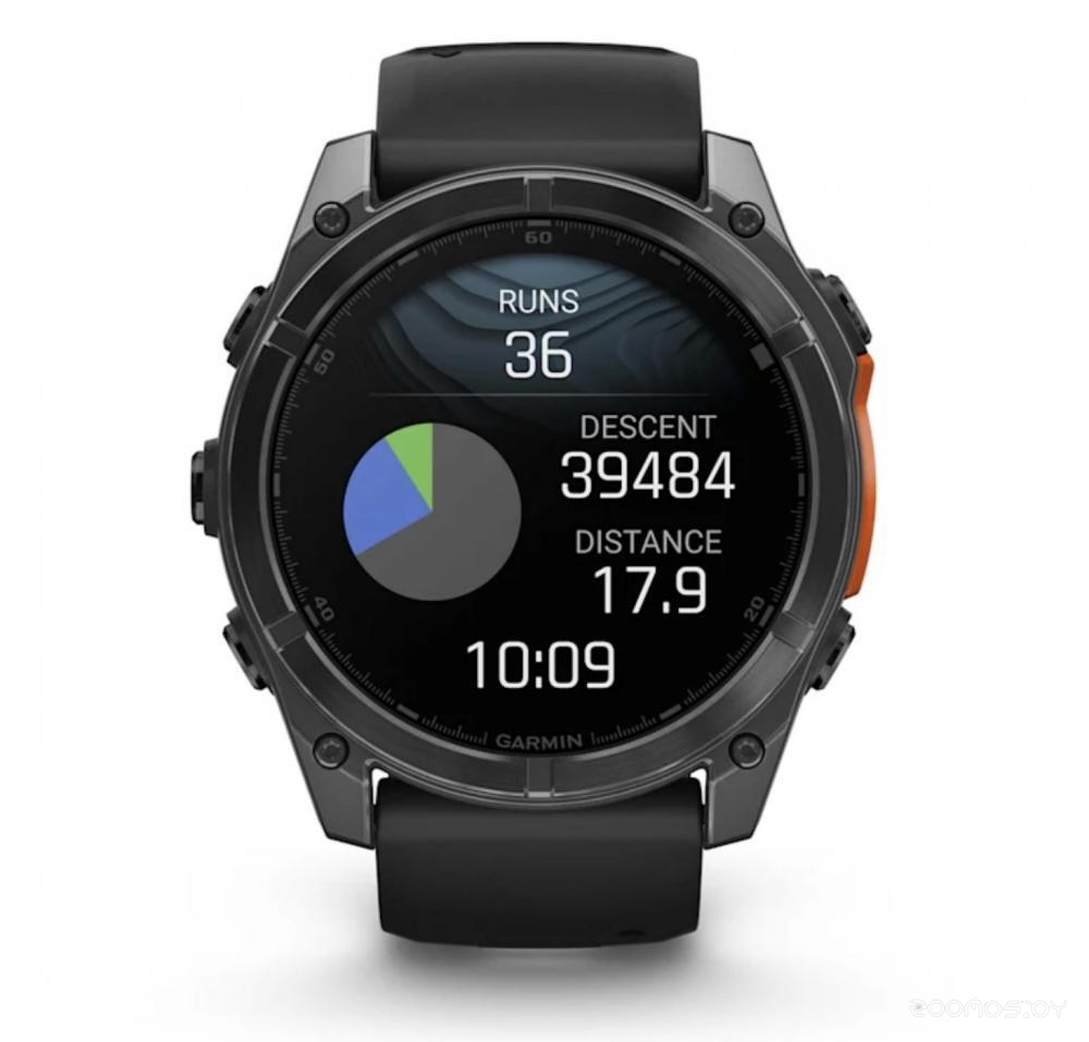 Умные часы Garmin Fenix 8 51мм (серый, черный силиконовый ремешок)