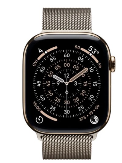 Умные часы Watch Series 11 LTE 46 мм (титановый корпус, золотистый/природный, миланская петля)