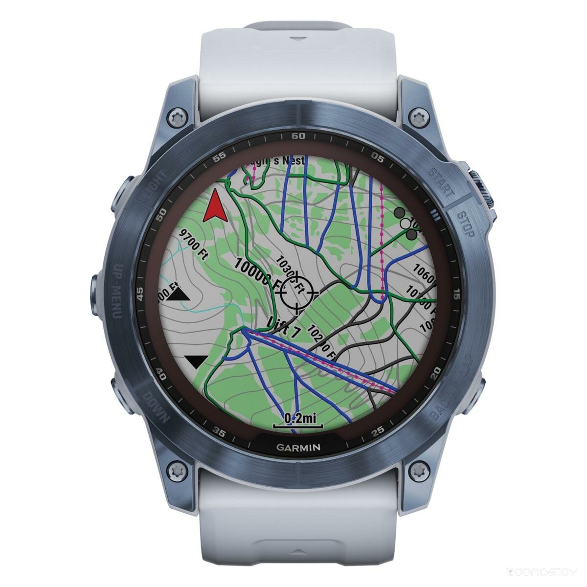 Умные часы Garmin Fenix 7X Sapphire Solar 51 мм (голубой минерал/белый камень)