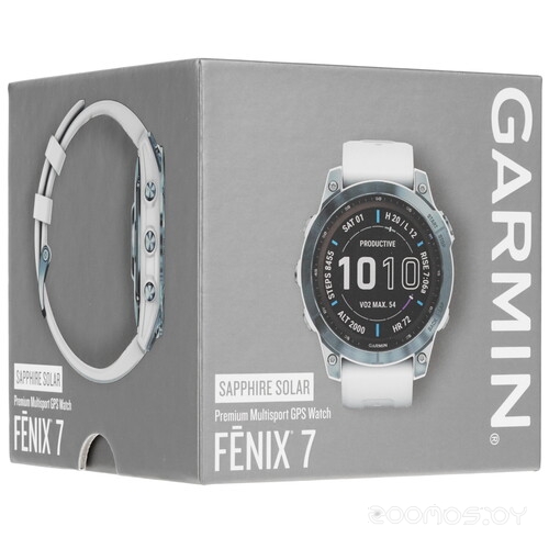 Умные часы Garmin Fenix 7 Sapphire Solar 47 мм (голубой минерал/белый камень)