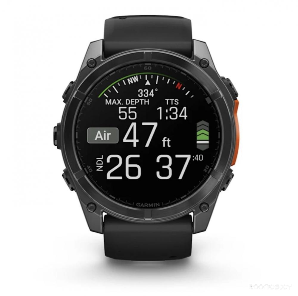 Умные часы Garmin Fenix 8 51мм (серый, черный силиконовый ремешок)
