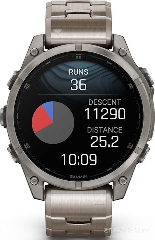 Умные часы Garmin Fenix 8 Sapphire, Titanium 47мм (светло-серый, титановый ремешок)