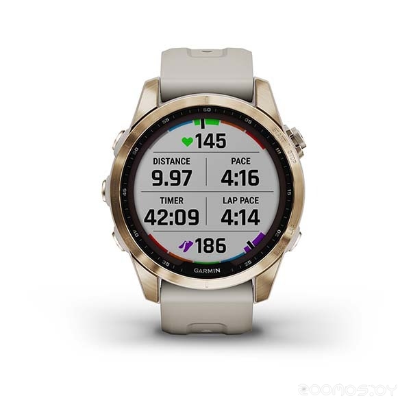 Умные часы Garmin Fenix 7S Sapphire Solar (кремово-золотой титан/песочный)