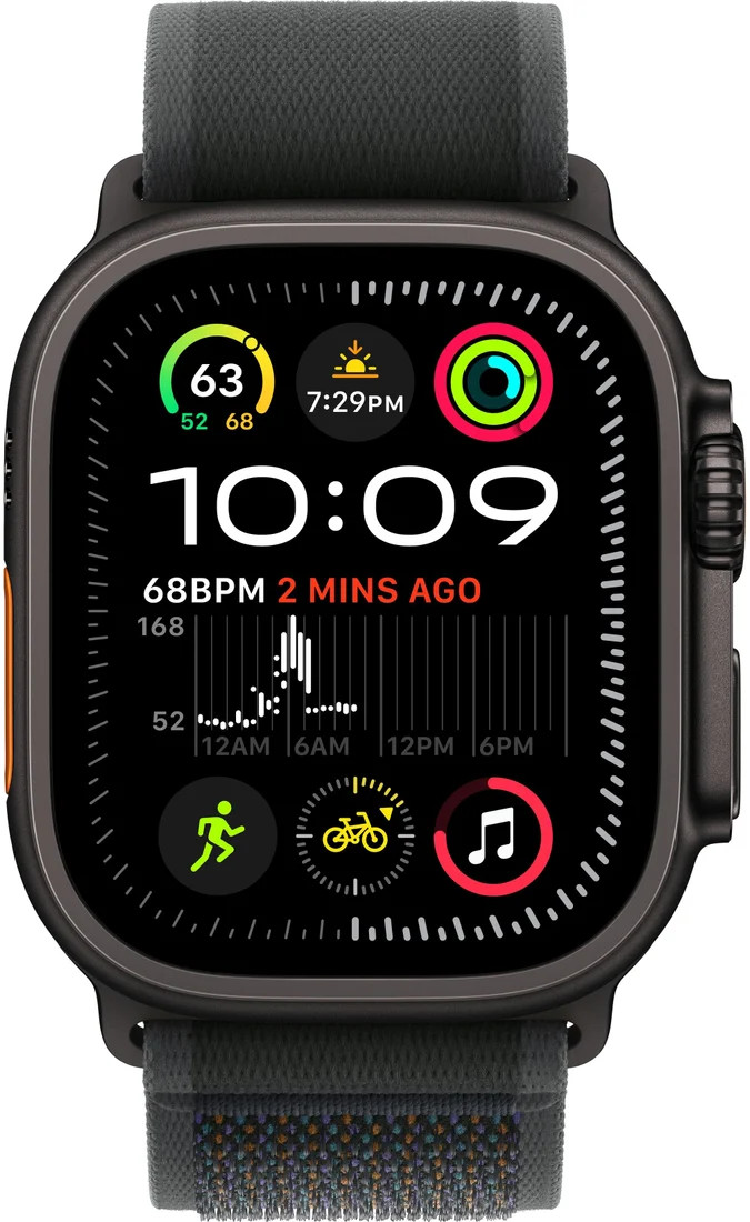 Apple Watch Ultra 2 LTE 49 мм (титановый корпус, черный/черный, нейлоновый ремешок M/L)
