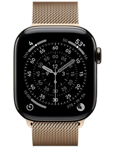 Умные часы Watch Series 11 LTE 46 мм (титановый корпус, сланец/золотистый, миланская петля)