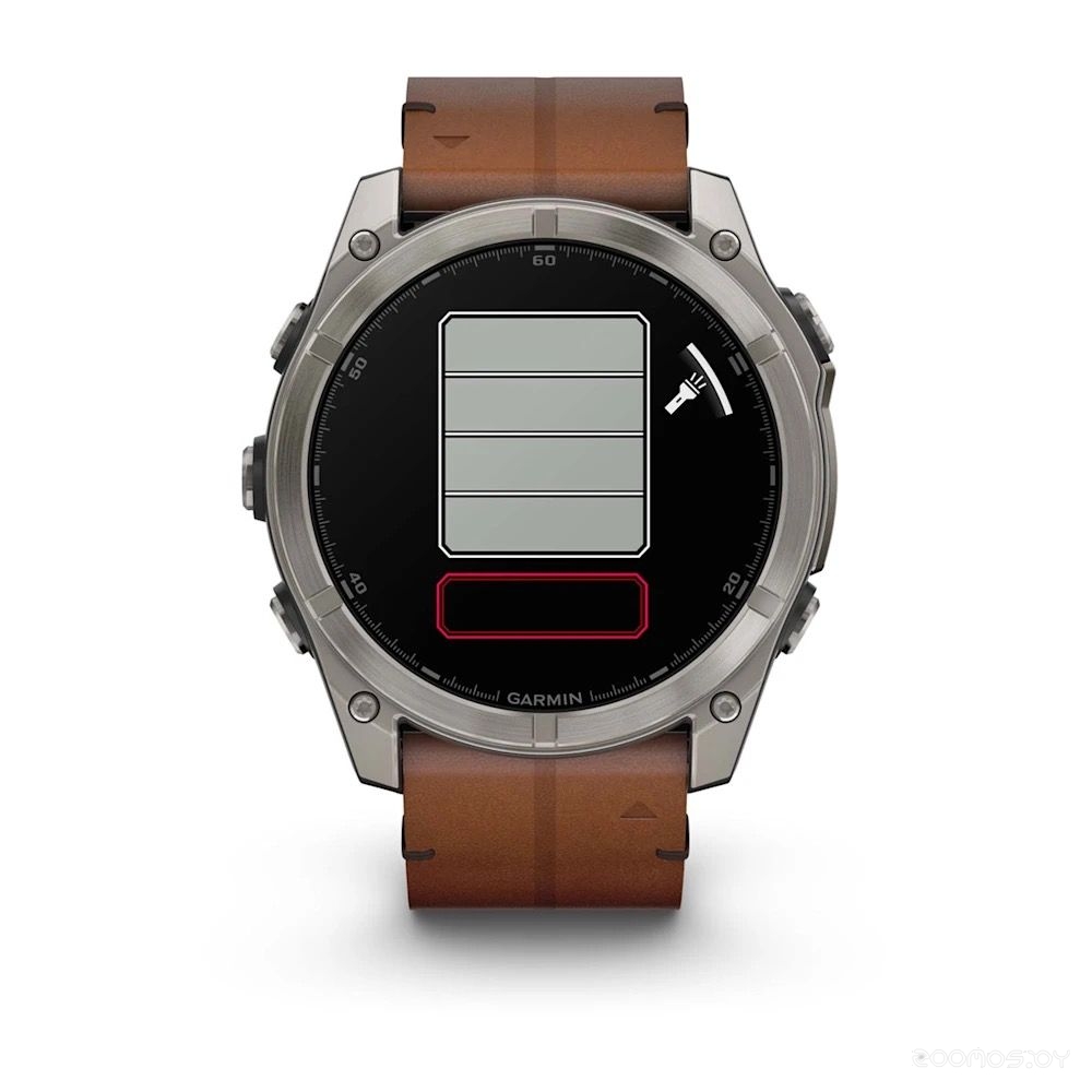 Умные часы Garmin Fenix 8 Sapphire 51мм (титановый, каштановый кожаный ремешок)