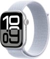 Apple Watch Series 10 42 мм (алюминиевый корпус, серебристый/голубой, нейлоновый ремешок)
