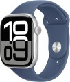 Apple Watch Series 10 46 мм (алюминиевый корпус, серебристый/синий, спортивный силиконовый ремешок)