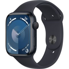 Apple Watch Series 9 45 мм (алюминиевый корпус, полуночный/полуночный, спортивный силиконовый ремешок S/M)