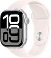 Apple Watch Series 10 46 мм (алюминиевый корпус, серебристый/светло-персиковый, спортивный силиконовый ремешок)