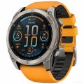 Умные часы Garmin Fenix 8 Sapphire 51мм (титановый, оранжевый силиконовый ремешок)
