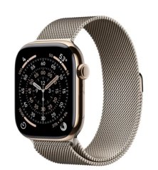Умные часы Watch Series 11 LTE 46 мм (титановый корпус, золотистый/природный, миланская петля)