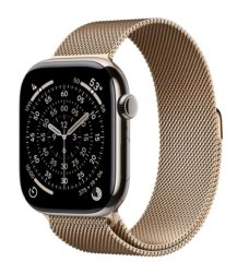 Умные часы Watch Series 11 LTE 46 мм (титановый корпус, природный/золотистый, миланская петля)