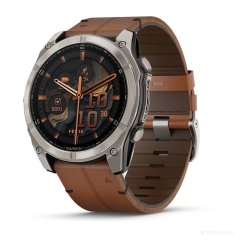 Умные часы Garmin Fenix 8 Sapphire 51мм (титановый, каштановый кожаный ремешок)
