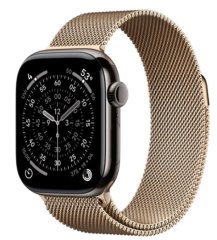 Умные часы Watch Series 11 LTE 46 мм (титановый корпус, сланец/золотистый, миланская петля)