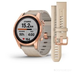 Умные часы Garmin Fenix 7S Solar (розовое золото/песочный)