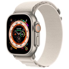 Apple Watch Ultra LTE 49 мм (титановый корпус, титановый/звездный свет, текстильный ремешок размера S)