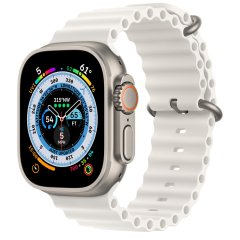 Apple Watch Ultra LTE 49 мм (титановый корпус, титановый/белый, ремешок из эластомера)