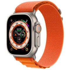 Apple Watch Ultra LTE 49 мм (титановый корпус, титановый/оранжевый, текстильный ремешок размера M)